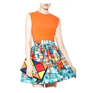 Alice + Olivia Kylnn Darted Orange Crop Top Size Medium